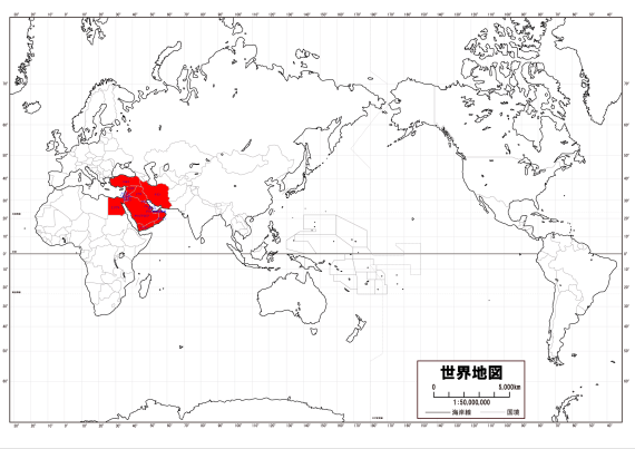 中東 欧米感覚 世界地図
